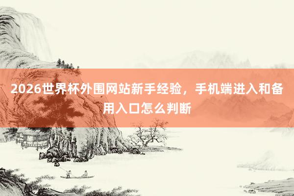 2026世界杯外围网站新手经验，手机端进入和备用入口怎么判断
